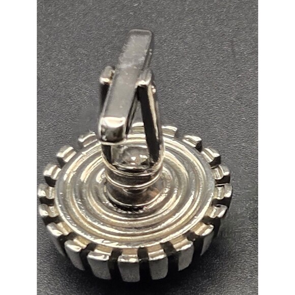 Vintage Hickok Men's Cufflinks Black Faceted Stone Silver Tone - Picture 3 of 6